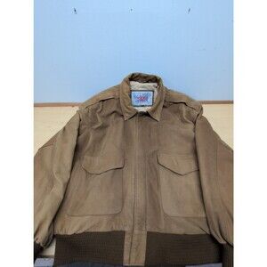 Clout Large Related Fashions Jacket Mens Large brown Leather Bomber World Map